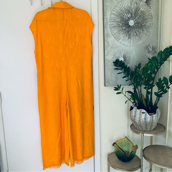 NWT Young Fabulous and broke 100% viscose yellow Jumpsuit size L - Picture 3 of 12